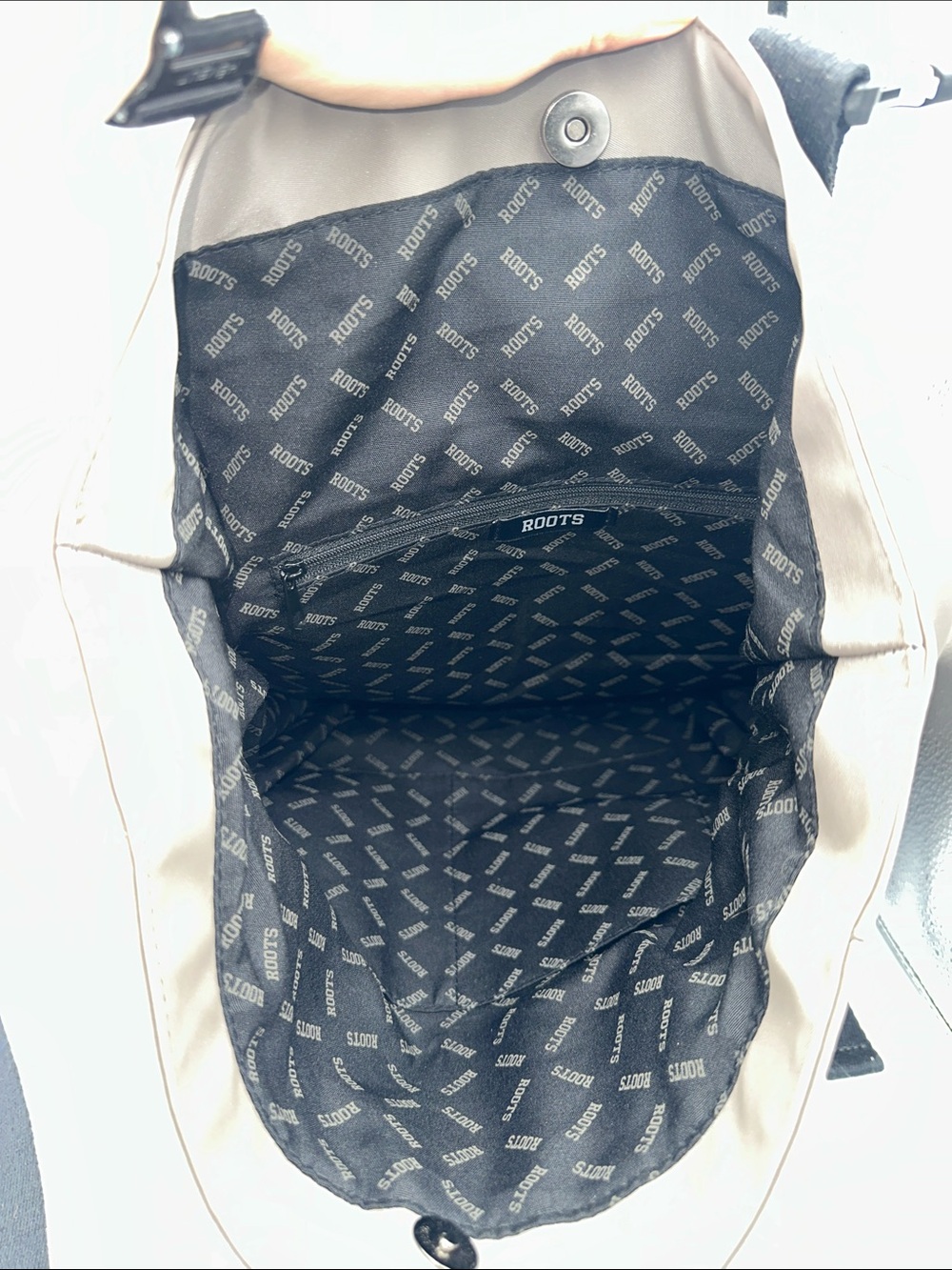 Roots Roll-Top Backpack in Taupe with Buckles - Picture 8 of 8